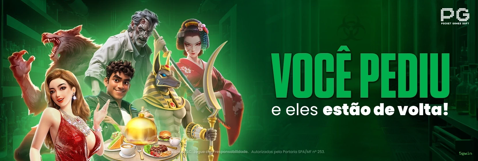 Imagem promocional de todos os jogos da 5gwin